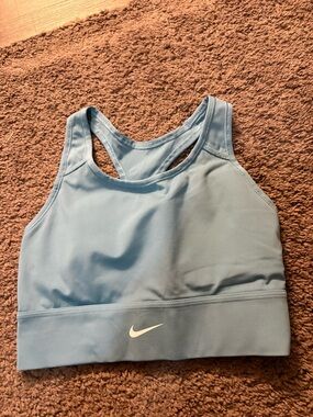 Nike Light Blue High-Neck Racerback Sports Bra